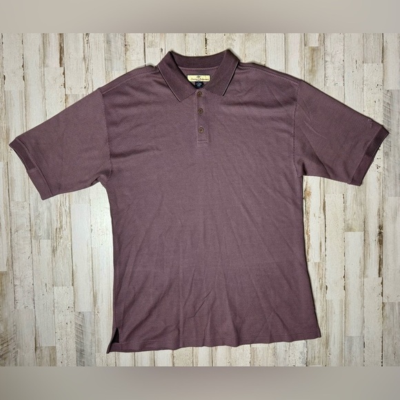 Tommy Bahama Silk Cotton Polo Shirt Mens Large Purple Golf Short Sleeve Classic - Picture 1 of 9